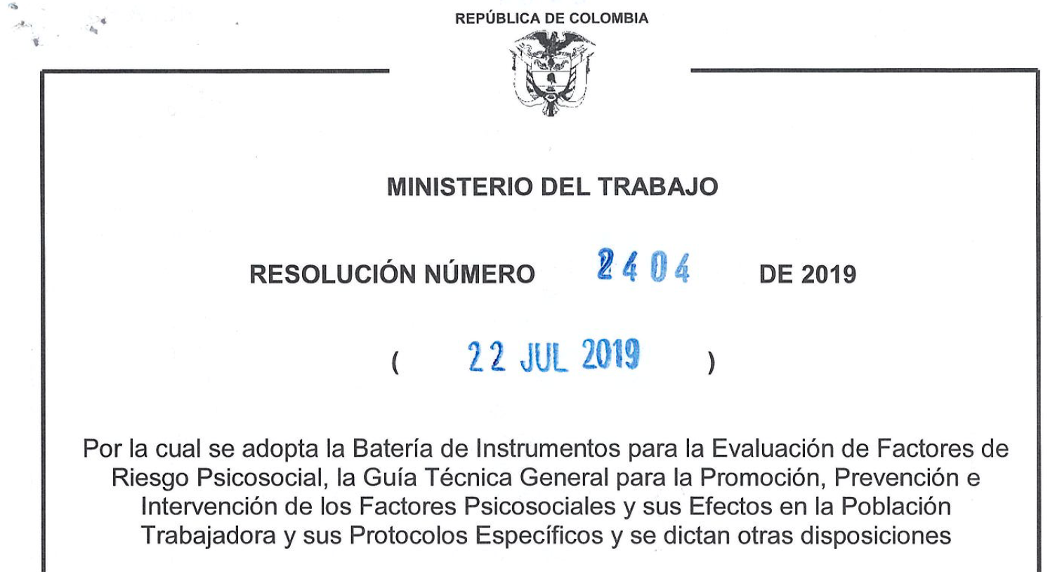 Resolución 2404 del 2019